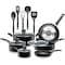 Serenelife Kitchenware Pots & Pans Set - Basic Kitchen Cookware, Black Non-Stick Coating Inside, Heat Resistant SLCW15GLD - alternate 4